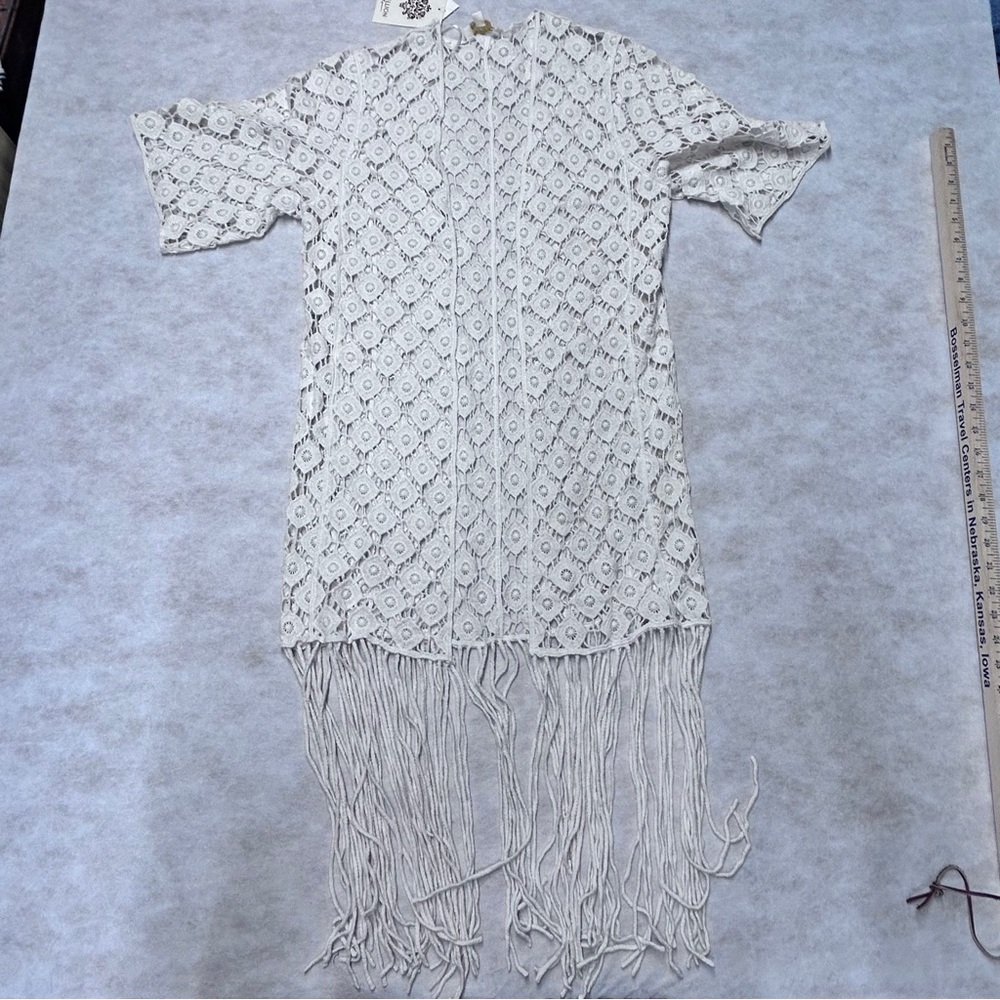 NWT Rebellion Cream Lace Fringed Cardigan‎ XS